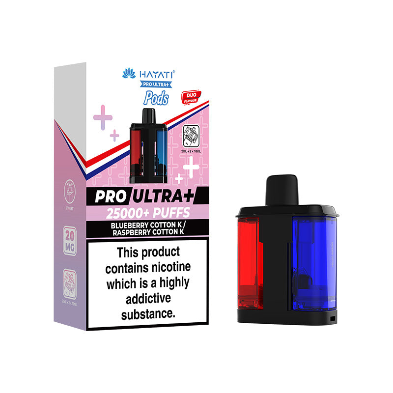 Hayati Pro Ultra Plus 25K Refill Blueberry Cotton K / Raspberry Cotton K | Smoketronics.co.uk