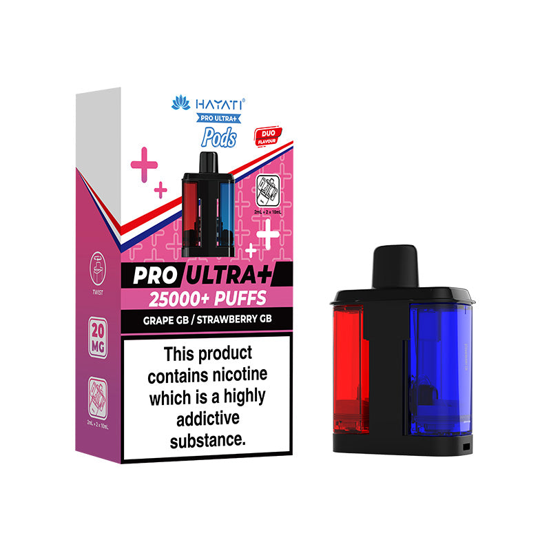 Hayati Pro Ultra Plus 25K Refill Grape GB / Strawberry GB | Smoketronics.co.uk